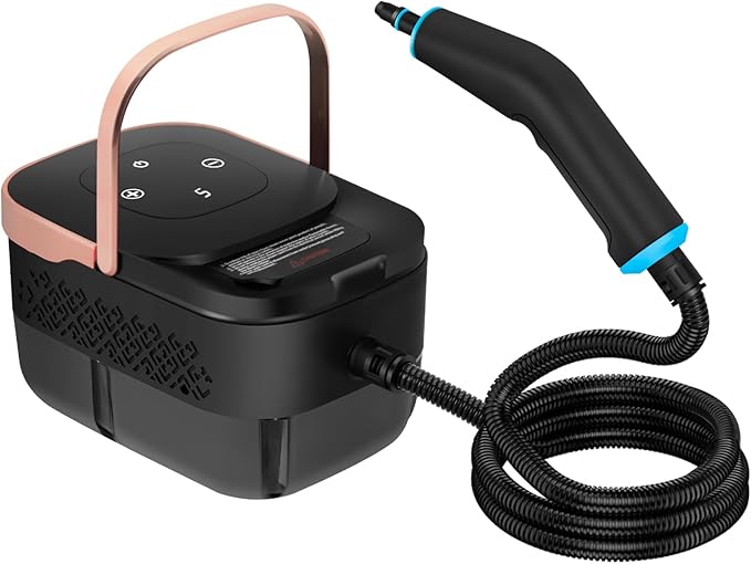 2500W Portable Handheld Steam Cleaner, High Temperature Pressurized Steam Cleaning Large Capacity 10s Fast Heating Steamer for Car Detailing, Furniture, Couch, Bed Bugs, House, Windows (BLACK)