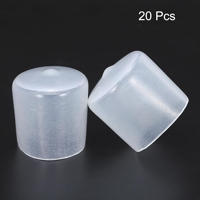 uxcell 20pcs Rubber End Caps 30mm ID Vinyl PVC Round Tube Bolt Cap Cover Screw Thread Protectors Clear
