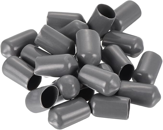 uxcell 20pcs Rubber End Caps 9mm(3/8") ID Vinyl PVC Round Tube Bolt Cap Cover Screw Thread Protectors Dark Grey
