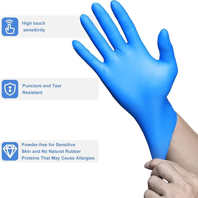 PEIPU Nitrile Disposable Gloves，Powder Free, Cleaning Service Gloves, Latex Free