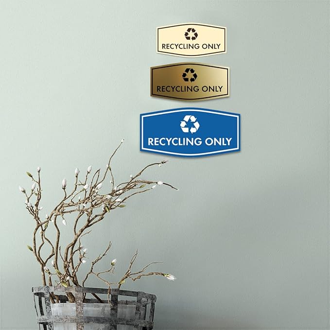 Fancy Recycling Only Sign (White/Red) - Large