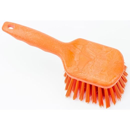 SPARTA 40541EC24 Plastic Scrub Brush, Utility Brush, Kitchen Brush With Hanging Hole For Cleaning, 8 Inches, Orange