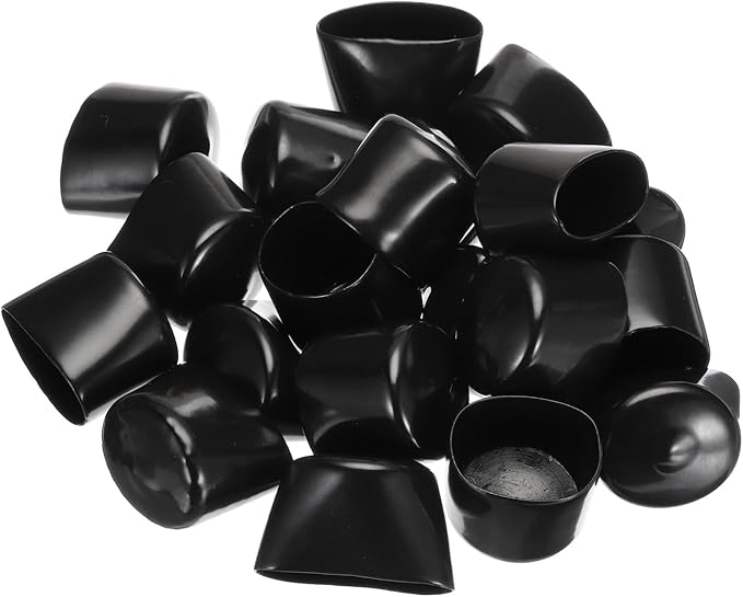 uxcell 20pcs Rubber End Caps 34mm ID Vinyl PVC Round Tube Bolt Cap Cover Screw Thread Protectors Black