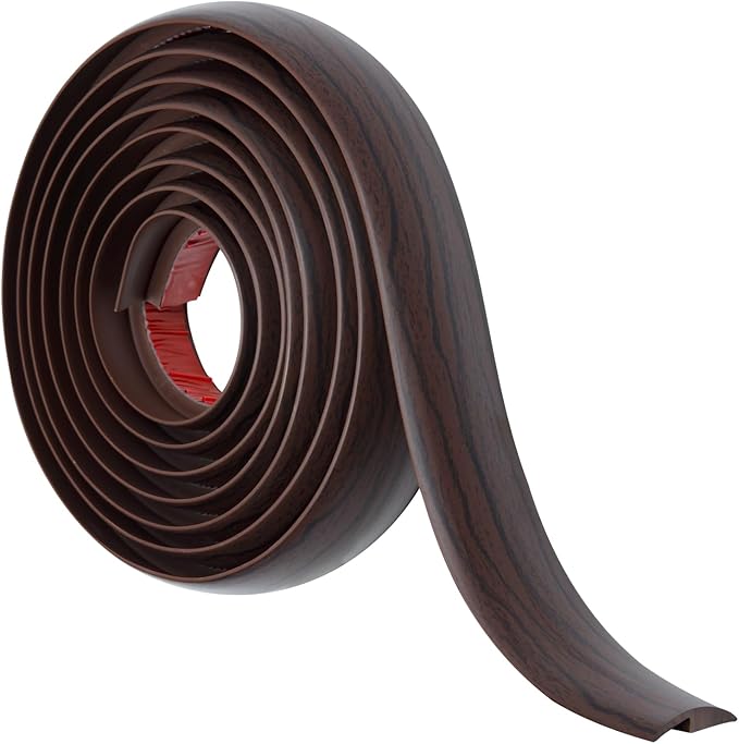 Floor Transition Strip Self Adhesive Carpet & Flooring Transitions Edging Trim Strip PVC Threshold Transitions Suitable for Threshold Height Less Than 5mm (10Ft, Black Walnut)