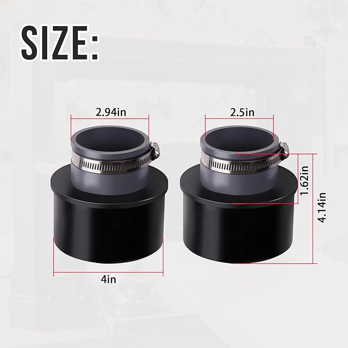 2.5'' Dust Collection Ports Port(2 Ports & 2 Metal Hose Clamps) Compatible with 2.5-inch dust collection hoses(Pack Of 2)