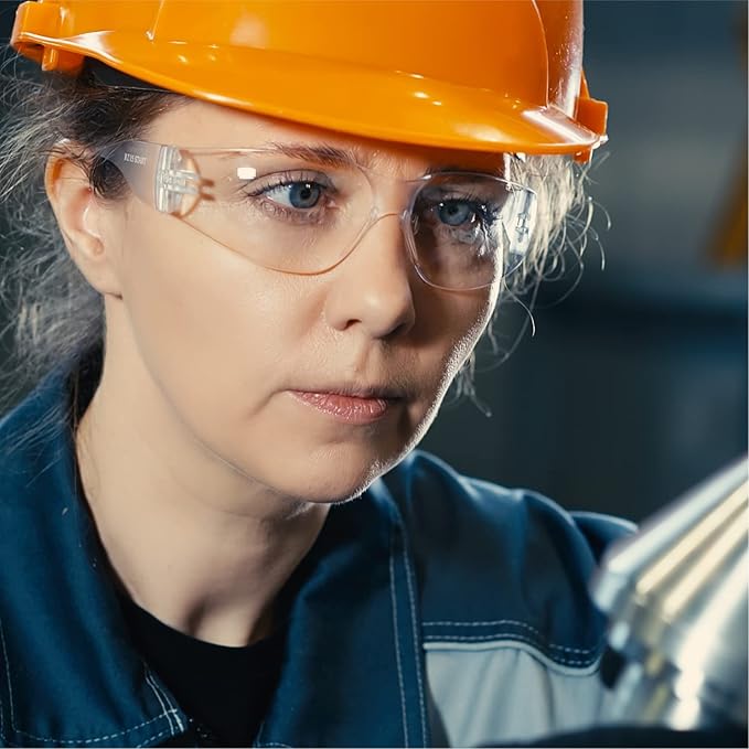 amoolo Clear Safety Glasses Bulk of 24, Protective Eyewear for Men Women, ANSI Z87.1 Impact Resistant Eye Protection for Work, Lab, Construction