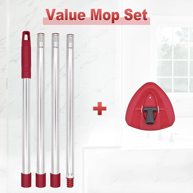 Mop Handle for Ocedar, Mop Handle for O Cedar, Spin Mops Replacement Stick and Base for Ocedar, 4-Section Mops Handles and Base for O Cedar, 30" to 58" Mop Stick Pole and Base for Cedar Mop