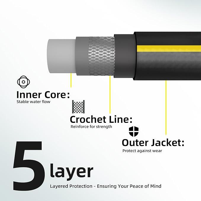 Solution4Patio Lead-in Garden Hose 3/4 in. x 25 ft. -Heavy Duty Durable Flexible Lightweight Water Pipe -Brass Aluminum Ends for Household & Commercial Use -Kink Free, No Leaking, Male/Female Fittings