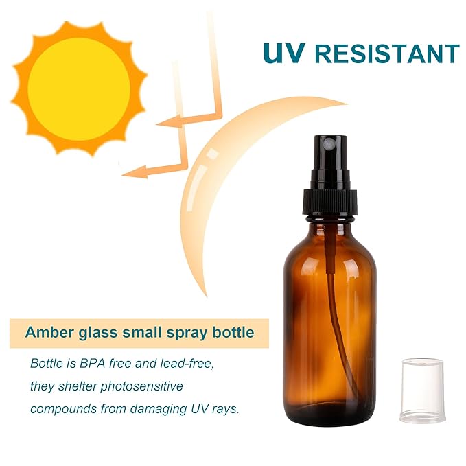 Amber Glass Small Spray Bottle 2 oz 48 Packs,Fine Mist Sprayer Small Clear Bottles,Refillable Containers mini spray bottles for Cleaning Solutions and Skin Care (Amber 48pcs)