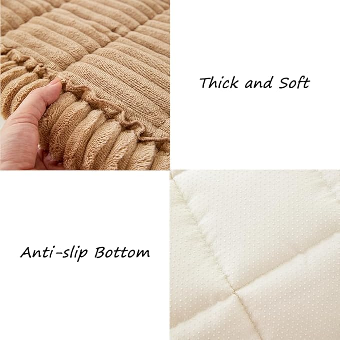 Couch Cover for Dogs Washable, Fuzzy Pet Couch Covers for 3 Cushion Sofa Pet Friendly, Non Slip Sofa Cover (Light Brown, 27.6" x 70.9"/70 x 180cm)