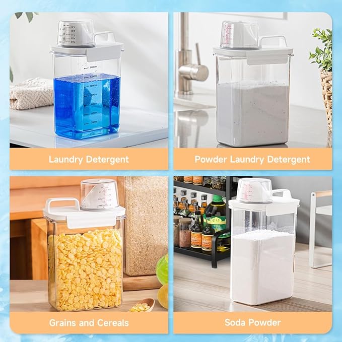 Tokokimo Laundry Detergent Dispenser - Powder Container & Scent Booster Beads Dispenser for Laundry Room Organization
