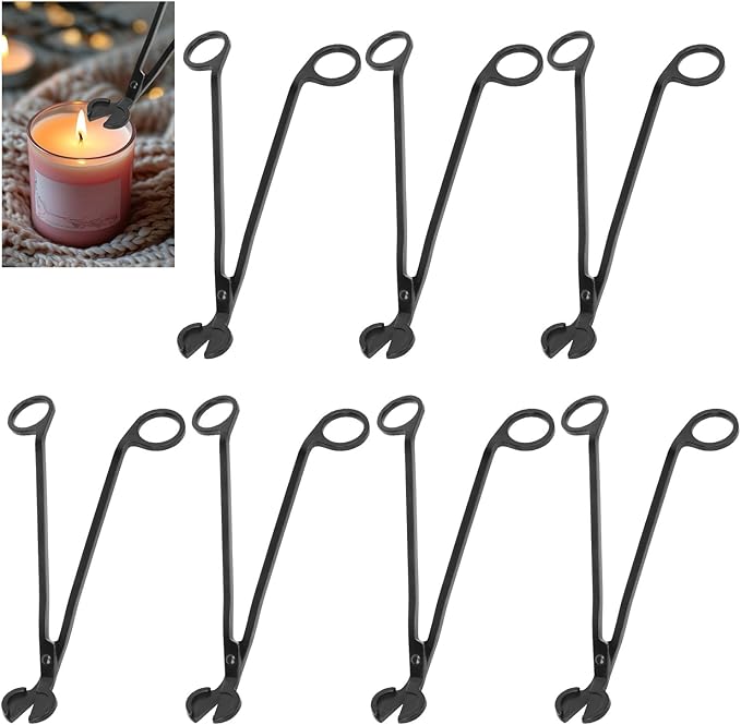7 Piece Black Candle Wick Trimmer, Polished Wick Cutter Scissor, Premium 430 Stainless Steel Candle Wick Cutter, Wick Clippers Scissor for Elegant Candle Care
