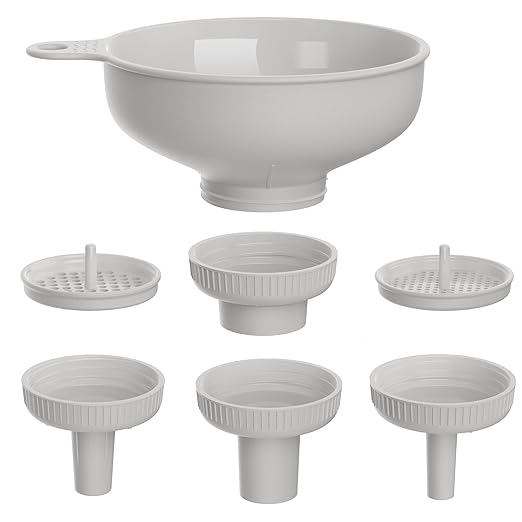 Wide Mouth Kitchen Funnel, Food Grade Plastic Cooking Canning Funnel with 4 Sizes Spouts for Filling Wide and Regular Mason Jars, Spray Dropper Oil Bottle Jug Spices Shampoo Sauce