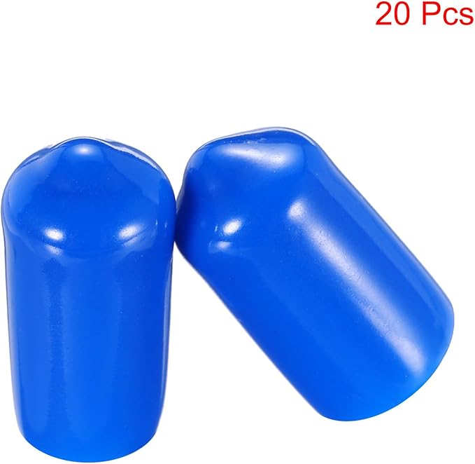 uxcell 20pcs Rubber End Caps 8mm(5/16") ID Vinyl PVC Round Tube Bolt Cap Cover Screw Thread Protectors,Blue