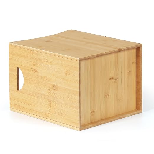 MOOACE Small Wastebaskets, 5 Gallon Trash Can with Handles, Rectangular Waste Baskets Bamboo Garbage Can for Bathroom Kitchen Living Room Office Decorative Under Counter