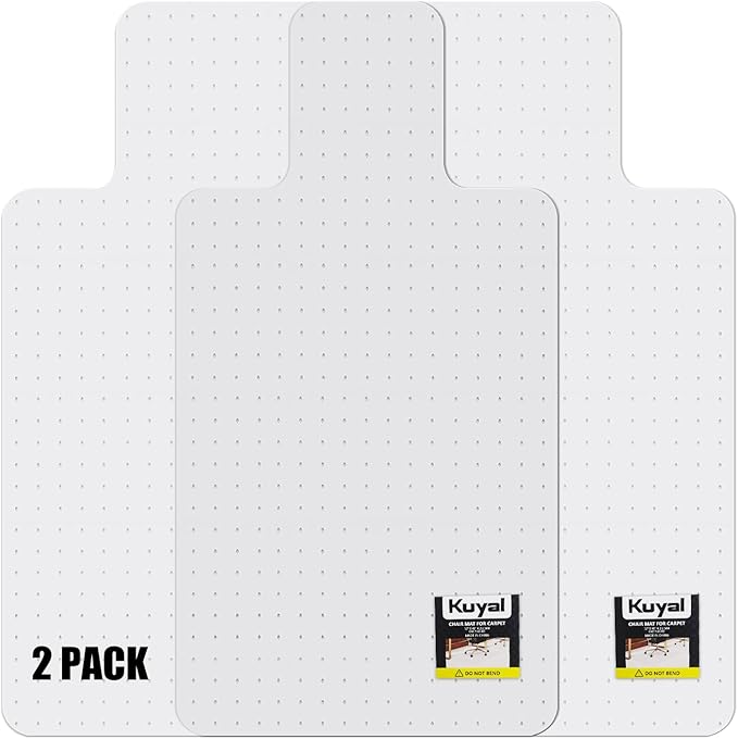 Kuyal Office Chair Mat for Carpet, 2 Pack 36x48 Clear Heavy Duty Computer Chair Mat with Lip, Under Desk Protector Carpeted Floors Mat, Easy Chair Movement,Ship Flat