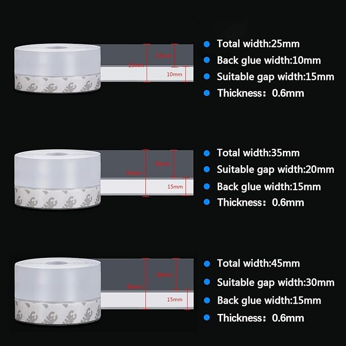 TAROSE Weather Stripping, 33 Feet Weather Seal Strip, Adhesive Silicone Tape (Transparent, 35MM) for Door, Window, Shower Door