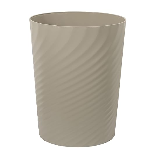 UUJOLY Plastic Small Trash Can Wastebasket, Garbage Container Basket for Bathrooms, Laundry Room, Kitchens, Offices, Kids Rooms, Dorms, (Khaki, 1.8 Gallon)