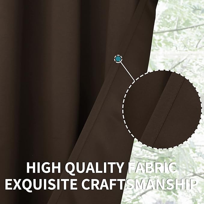 BGment Brown Blackout Curtains 45 Inch Long for Bedroom Kitchen Window - Short Length Chocolate Thermal Insulated Darkening Drapes with Rod Pocket for Bathroom, 42 x 45 Inch, 2 Panels