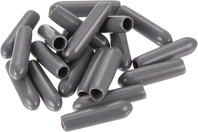 uxcell 20pcs Rubber End Caps 3mm(1/8") ID Vinyl PVC Round Tube Bolt Cap Cover Screw Thread Protectors Dark Grey
