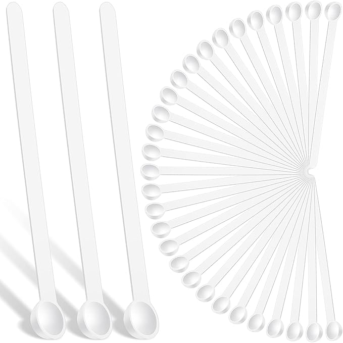 Honeydak 1/32 Teaspoon Micro Scoops 150 Milligram Mini Measuring Spoons Tiny Little Plastic Scoop for Measuring Cosmetics, Powders, Glitter and Seasoning(White, 32 Pieces)