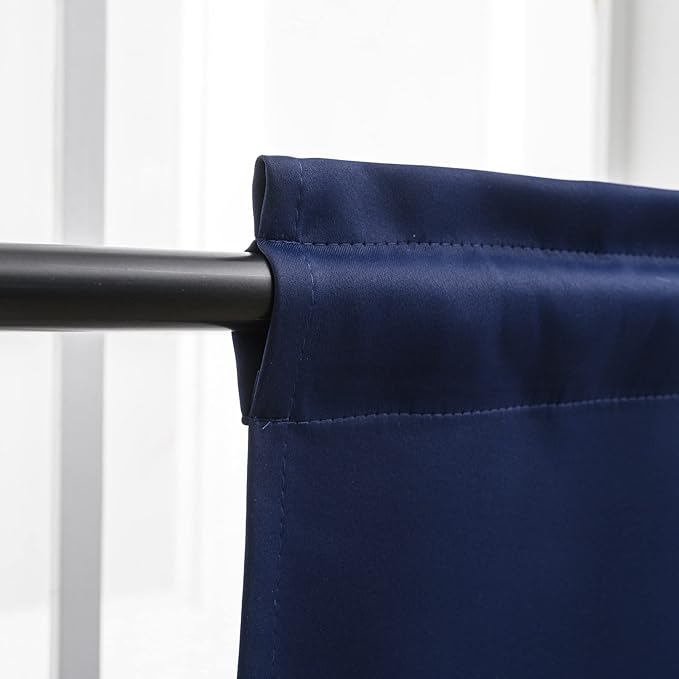 Cafe Kitchen Curtains 36 Inches Long 2 Panels, Blackout Tier Curtains with Rod Pocket, Short Black Out Curtain for Small Window, 42" Wide and 36" Length, Set of Two, Navy Blue