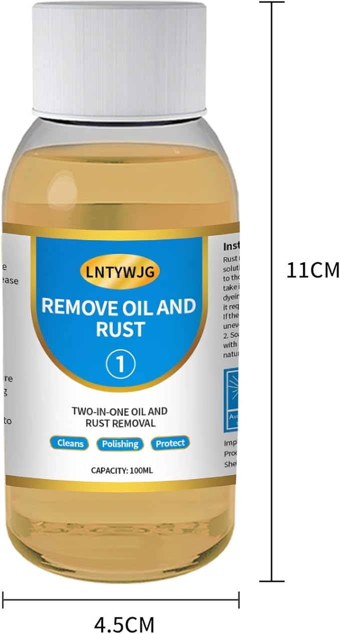Industrial Strength Rust Remover, Penetrating Rust Removal for Steel, Stainless Steel, Wrought Iron, Cast Iron, Sheet Metal, Car, Automotive (1, 100ml)