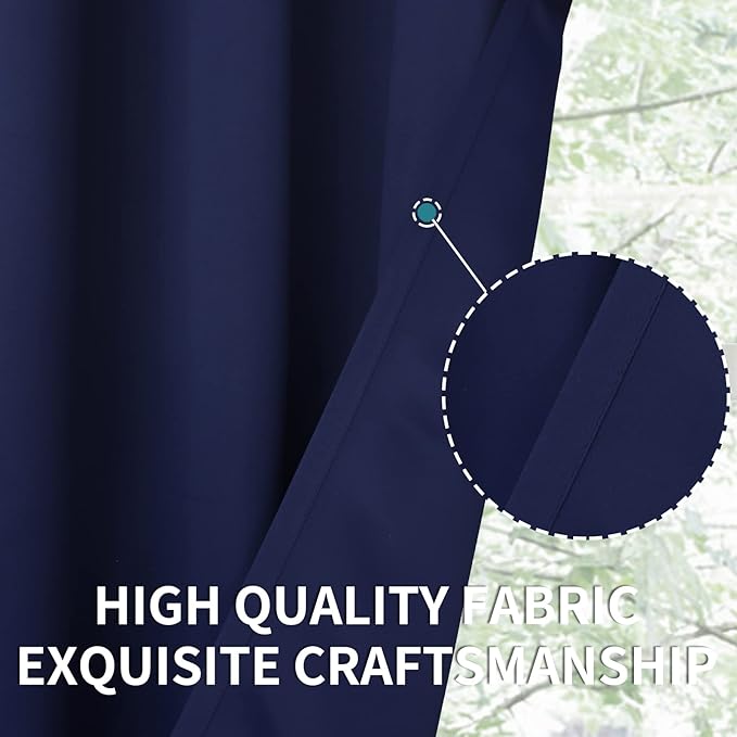 BGment Navy Blue Blackout Curtains 40 Inches Length for Kitchen Window - Short Thermal Insulated Drapes with Rod Pocket Privacy for Cafe Front Door Bathroom, 2 Panels, 34 x 40 Inch