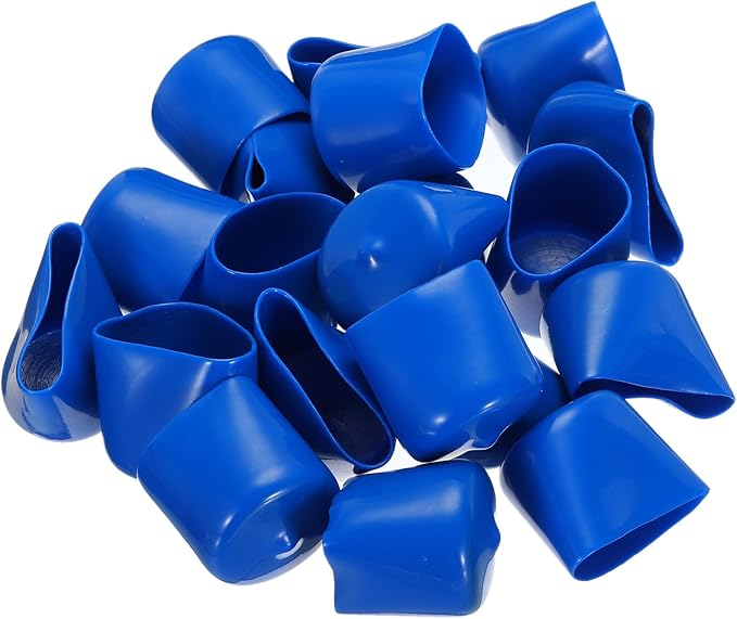 uxcell 20pcs Rubber End Caps 34mm ID Vinyl PVC Round Tube Bolt Cap Cover Screw Thread Protectors Blue