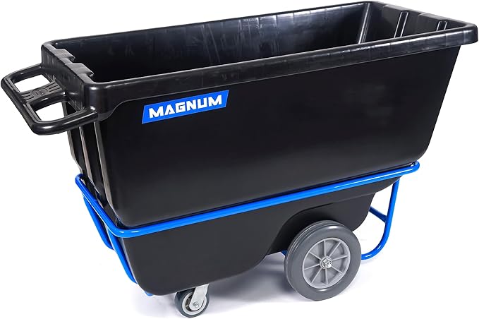 Tilt Truck, 1/2 Cu. Yd. Capacity Dump Cart with Non-Marking 12” Wheels & 5” Casters & Forklift-able Frame for Jobsites, 850 lbs, Trash Cart with Wheels DUC12T-F-NM