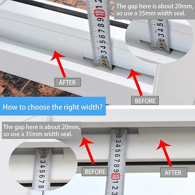TAROSE Weather Stripping, 33 Feet Weather Seal Strip, Adhesive Silicone Tape (Transparent, 35MM) for Door, Window, Shower Door