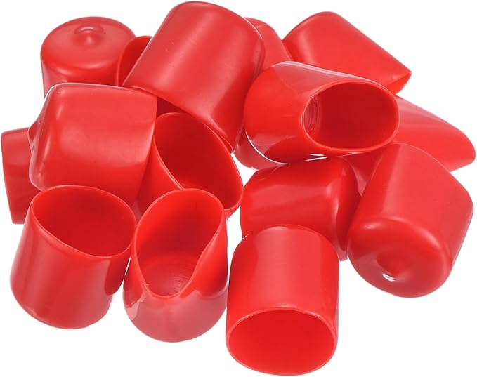 uxcell 20pcs Rubber End Caps 23mm ID Vinyl Round Tube Bolt Cap Cover Thread Protectors Red