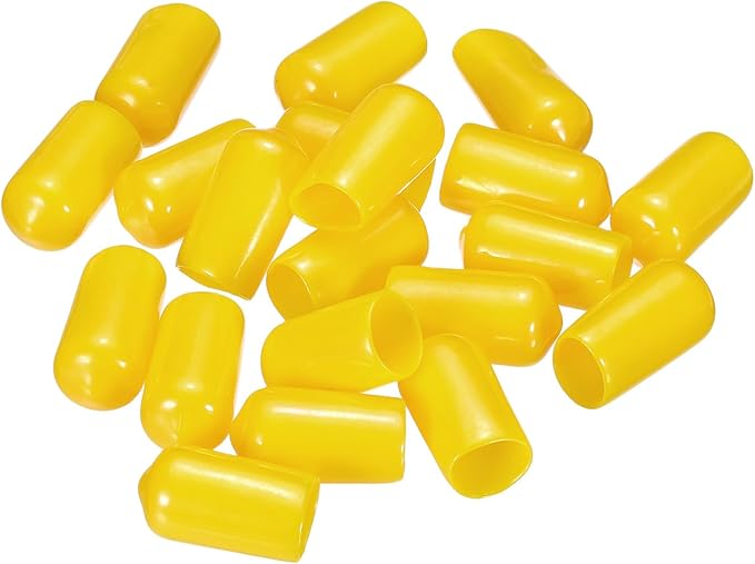 uxcell 20pcs Rubber End Caps 10mm(3/8") ID Vinyl PVC Round Tube Bolt Cap Cover Screw Thread Protectors Yellow