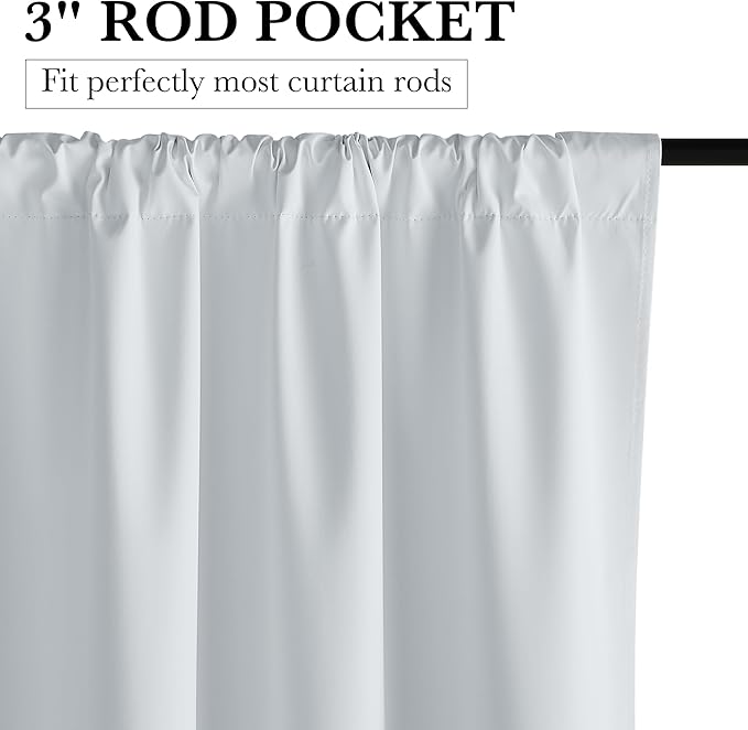 RYB HOME White Blackout Curtains for Bedroom, 100% Blackout Thermal Insulated Noise Reducing Curtains for Living Room Nursery, 42 inches Wide by 84 inches Long, 2 Panels Set