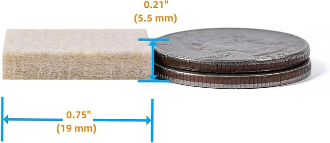 Furnigear Felt Furniture Pads for Hardwood Floor - Self Adhesive Chair Felt Pads, Floor Protector for Furniture Feet, Furniture Sliders Moving Your Furniture Smoothly - Anti Scratch 96 Pcs 3/4" Square