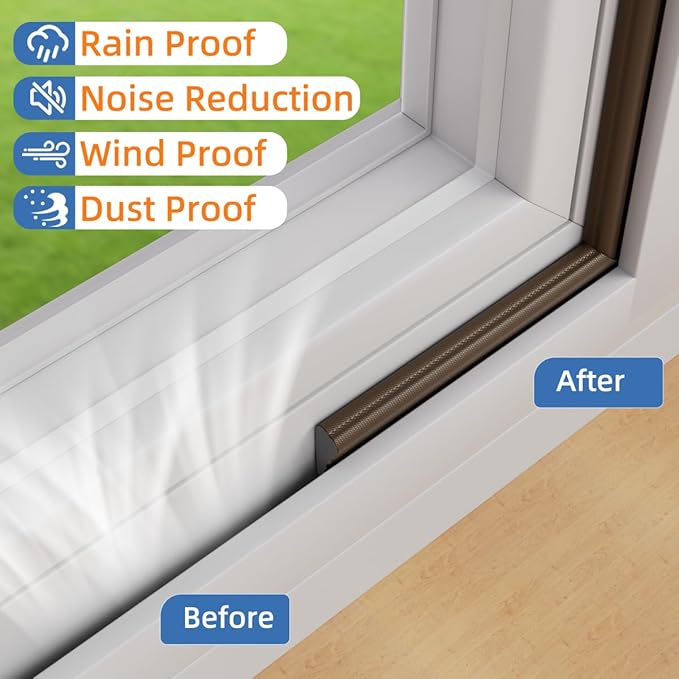 Wedge-Shape Window Weather Stripping Door Frame Seal Strip 118” Brown,Upgrade Black Foam,Soundproofing,Draft Stopper,Winter Insulation,Noise Blocker, Gap Filler for Exterior Front Door Side