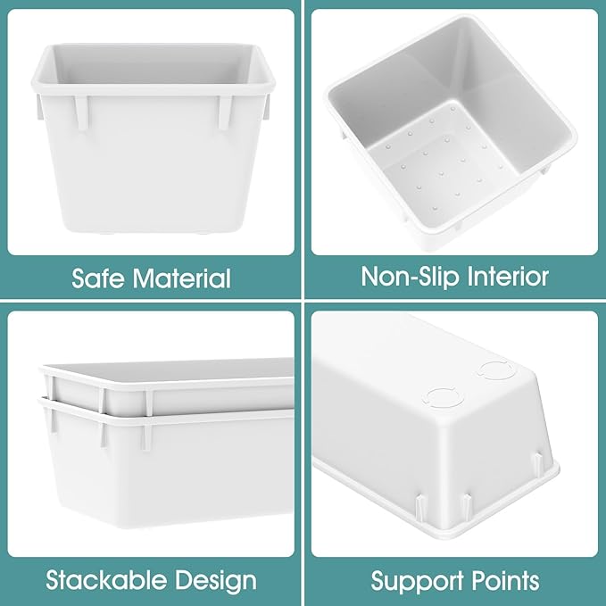 WOWBOX 25 PCS Plastic Drawer Organizer Set, 4 Sizes Desk Drawer Divider Organizers and Storage Bins for Makeup, Jewelry, Gadgets for Kitchen, Bedroom, Bathroom, Office, White