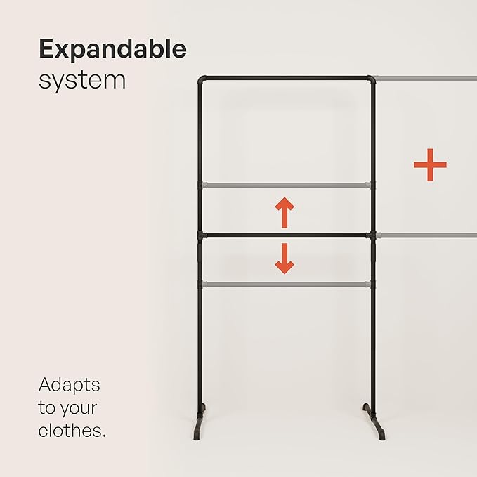 pamo Industrial Pipe Clothing Rack with Shelf - 130 lbs Capacity - Free Standing Clothes Rack and Walk In Closet for Wardrobe