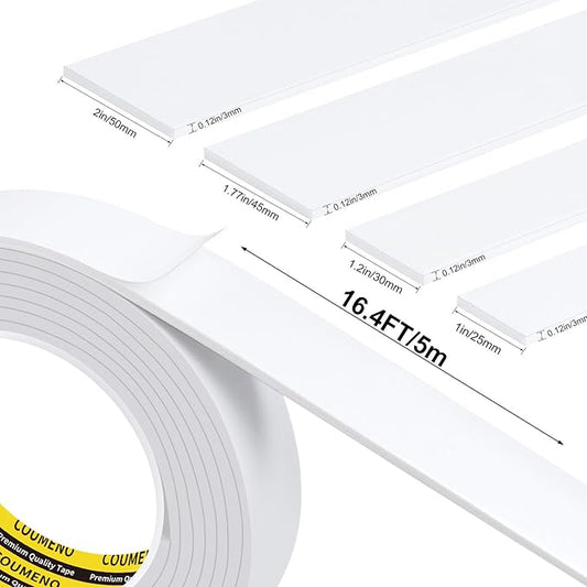 Single-Sided EVA Foam Tape, Single-Sided Sealing Strip Foam Pad Sponge Tape,Self-Adhesive Insulation Sealing Tape (White) 1inX16.4FT
