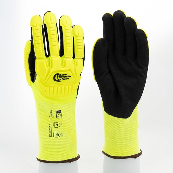 Quest Protective Apparel - High Visibility Cut Resistant Work Gloves - Puncture Resistant Safety Gloves for Men and Women Medium, 1 Pair