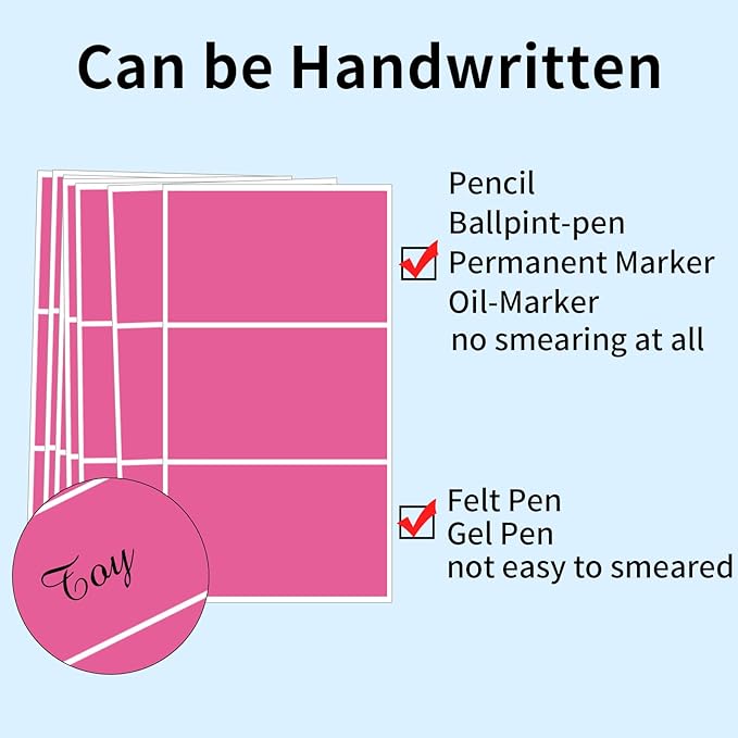 STARLIBOO Removable Colored Labels Stickers, 3X5 Inch Removable Large Label Stickers for Moving Boxes and Storage Bins- Waterproof- Tear Resistant (Rose Pink)