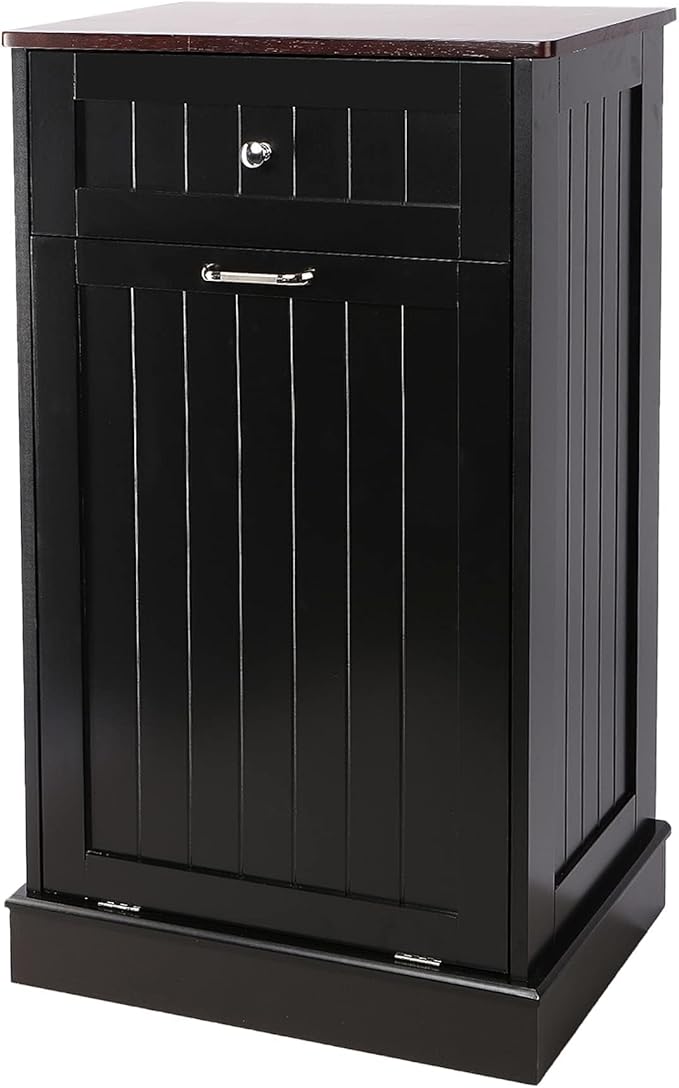 Betterhood Tilt Out Trash Cabinet 10 Gallon Wooden Free Standing Laundry Sorter Cabinet,Recycling Cabinet with Hideaway Drawer,Tilt Out Trash Cabinet Can Bin Kitchen