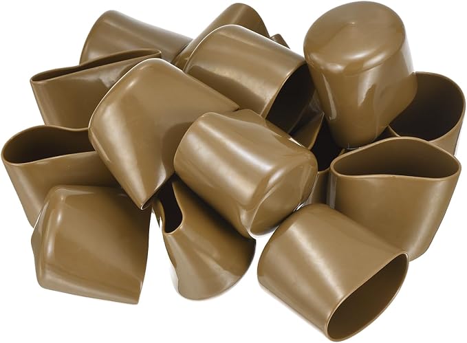 uxcell 20pcs Rubber End Caps 40mm ID Vinyl PVC Round Tube Bolt Cap Cover Screw Thread Protectors Light Brown
