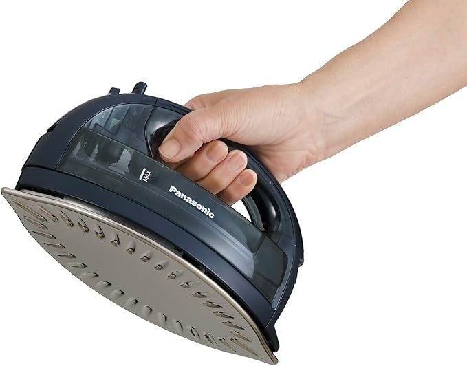 Panasonic NI-WL700A Cordless Steam/Dry Iron, 1500W Wide Stainless Steel Plate, Black/Dark Blue