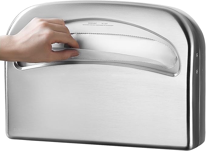 Toilet Seat Cover Dispenser Wall Mount Commercial, Half Fold Toilet Seat Cover Dispenser, 304 Stainless Steel, 16-Inch