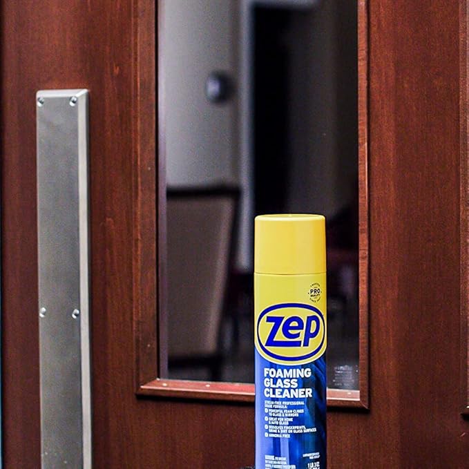 Zep Foaming Glass and Plexiglass Cleaner - 19 oz (Case of 4) ZUFGC19 - Foaming Formula Clings to Vertical Surfaces. Trusted by Pros