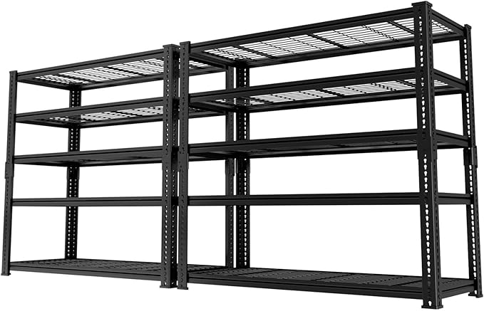 Storage Shelves Heavy Duty, 2 PCS 60" L x 24" W x 78" H Garage Wire Shelving Unit Loads 3300LBS, 5-tier Adjustable Metal Industrial Utility Shelf Rack for Kitchen, Laundry Room, Warehouse, Basement