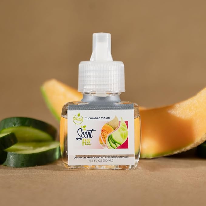 Scent Fill Cucumber Melon Plug in Air Freshener, Scented Oil Refills, 4 Refills