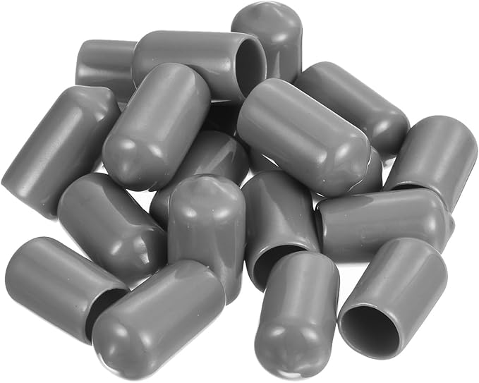 uxcell 20pcs Rubber End Caps Protective Caps 11mm ID Vinyl PVC Round Tube Bolt Cap Cover Screw Thread Protectors, Light Grey