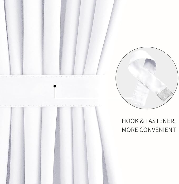 DWCN French Door Curtains – Rod Pocket Thermal Curtain for Doors with Glass Window, Kitchen and Patio Doors for Privacy, 36 X 72 Inches Long, 1 Curtain Panel with Tieback,Pure White